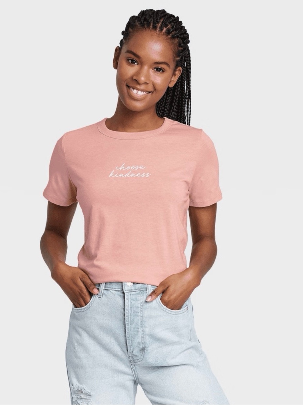 Zoe + Liv Choose Kindness Pink Crewneck Tee